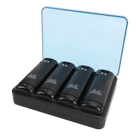 4 In 1 Wii Remote Charging Station With 4X 2800mAh Rechargeable NiMH Batteries USB Cable And Plugs For Quick Mess Free Playtime