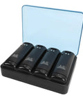 4 In 1 Charging Station For Remote Controllers With 4 Rechargeable 2800mAh NiMH Batteries And USB Cable For Stable Docked Battery Storage Black.