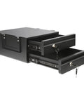 Premium Steel Double Under Desk Drawer With Slick Ball Bearing Rollers And Solid Deadbolt Lock For Zero Hassle Workspace Organization That Clamps Under Desks, featuring two drawers with keys.