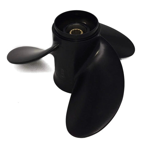 8.5 Inch Aluminum Propeller For Tohatsu Nissan Outboard Motors 8-9.8 HP, 3 Blade Black Powdercoated Aluminum, 12 Spline
