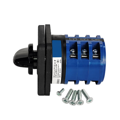 Side view of 30 Amp RV Transfer Switch With 3 Position Shore Off Gen Rotary Selector for safe power switching with screws