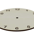 Unfinished wood clock face, 9-inch round with laser-cut numerals for crafts, front view
