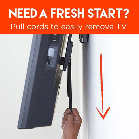 Hand pulling cord on Ultra Slim TV Wall Mount For 32 To 80 Inch Flat Screens With Razor Thin 1.25 Inch Clearance.