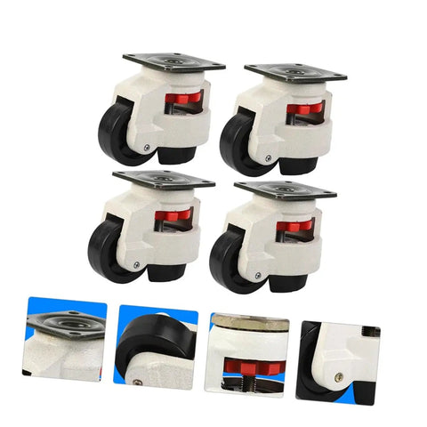 Beefy Heavy Duty GD-80F Leveling Transport Casters With Adjustable Plate 500 Kg Load Per Wheel swivel caster set, black wheel, industrial use