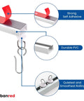 Self Adhesive Curtain Track For No Drill Ceiling Mount 3 M Long Window Drapery Rail With Strong Adhesive Tape Easy Install Instant Privacy On Demand Perfect For Temporary Or Permanent Curtain Setup, PVC track with hook gliders
