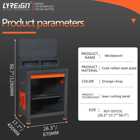 Cutting Tool Organizer Cart for CNC Machines and Workbenches, Heavy Duty Tool Storage Station Holder shown with dimensions and details