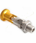 Tough As Nails Self Locking Indexing Plunger With Fine Thread Aluminum Knob And Durable Carbon Steel M5 To M16, close-up view.
