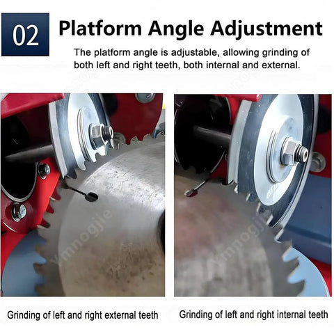 Kickass Electric Circular Saw Blade Sharpener With Bright Built In Led Light And Precise Sliding Rail For Quick Angle Mill Grinding on left and right teeth.
