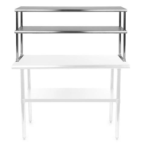 Heavy Duty Stainless Steel Double Overshelf For Commercial Prep Tables Certified Top Shelf Kitchen Storage Rack Connector For 18 By 72 Inch Workstations With No Sweat Setup