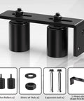 2 Inch Black Heavy Duty Beefy Sliding Gate Rollers Set 2 Pack With L Rear Post Bracket Universal Adjustable Side Mount Alloy Steel And Plastic