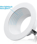 12 Pack 4 Inch Classic White Recessed Light Trim With Metal Step Baffle Ring showing softening lighting effect on glare