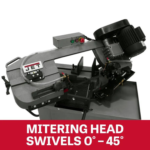 Heavy Duty Metal Cutting Band Saw Workhorse With 7 X 10-1/2 Inch Capacity, 0 To 45 Degree Miter Head, Horizontal And Vertical Setup, 1 HP Motor, 115/230V 1Ph, Hydraulic Downfeed For Smooth, Precise Cuts