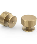 Champagne Bronze Knurled Cabinet Knobs, 1.2 Inch Diameter, Round Drawer Knobs with Single Hole Mount, set of two, side view