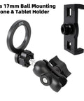 Heavy-Duty 1-Inch To 17mm Ball Adapter With 2.36-Inch Short Double Socket Arm For RAM B-Size Mounts Garmin GPS And 17mm Swivel Ball Phone Mounts Aluminum Alloy With Rubber-Coated Ball For Rock-Solid Stability, black 17mm phone mount adapter