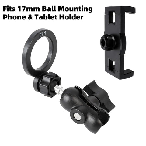 Heavy-Duty 1-Inch To 17mm Ball Adapter With 2.36-Inch Short Double Socket Arm For RAM B-Size Mounts Garmin GPS And 17mm Swivel Ball Phone Mounts Aluminum Alloy With Rubber-Coated Ball For Rock-Solid Stability, black 17mm phone mount adapter