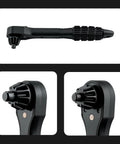 Smooth Operation Universal Ratchet Drill Chuck Key Wrench Set With Dual Socket Heads And Rock Solid Magnetic Grip. Black ergonomic handle.