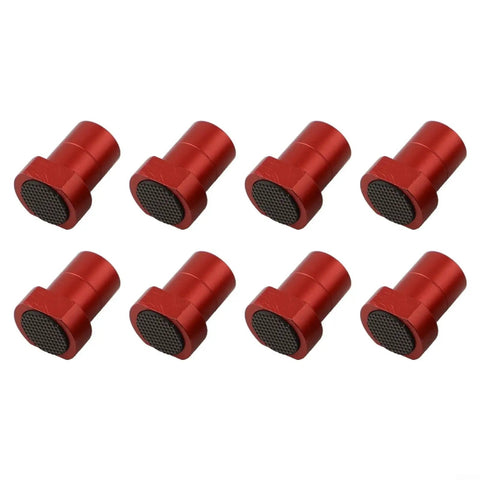 8 Piece Aluminum Alloy Dog Clamps For Woodworking Table Heavy Duty Hold Downs Set with red anodized finish, top view.