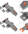 Jojofuny 2 Pcs Heavy Duty Push To Open Cabinet Hardware Self Closing Door Catch Latch Adjustable Rebound Tension Handle-Free Lock For Kitchen And Bathroom Quiet Operation Easy DIY Installation gray cabinet catch with adjustable tension feature.