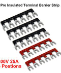 Two Pack Six Position Dual Row Screw Terminal Strips With Covers 600V 25A And Six Position Pre Insulated Barrier Strips 400V 25A