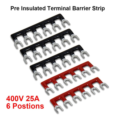 Two Pack Six Position Dual Row Screw Terminal Strips With Covers 600V 25A And Six Position Pre Insulated Barrier Strips 400V 25A