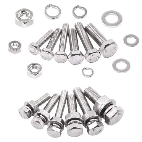 510 Piece Flat Hex Stainless Steel Screw Bolts Nuts Locking Washers And Flat Gasket Washer Assortment Kit With Philips Drive