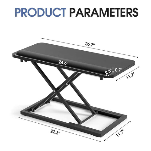 Standing Keyboard Tray With Adjustable Height For Sit Stand Desks, Ergonomic Keyboard And Mouse Riser With Wrist Rest, 26.7x11.7 Inches