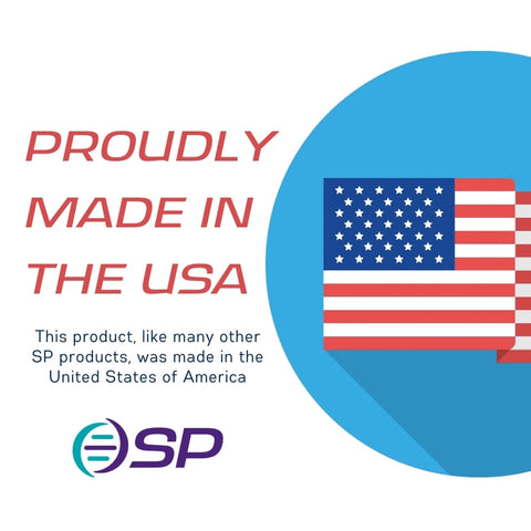 Illustration of USA flag with text 'Proudly Made in the USA', emphasizing American manufacturing.