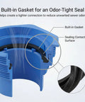 RV Sewer Hose Elbow 4-In-1 Adapter With Odor Tight Gasket And 360 Degree Swivel, Leakproof RV Fitting For Dump Station Inlets, Universal 3 To 4.5 Inch Inlet Compatibility, Clear See-Through Design, built-in gasket cutaway