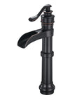 Oil Rubbed Bronze Vessel Sink Faucet Tall Waterfall With Single Handle One Hole Installation Solid Brass Vanity Lavatory RV Bathroom Faucet