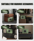 Built Tough Steel Safe With Keypad, 1.0 Cu Ft Personal Security Lock Box, shown in various home settings like bedside, wardrobe, closet, desk