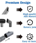Diagram showing premium design features of 3 Pack Crevice Tool, Dust Brush And Upholstery Tool Attachment for Lift Away Vacuum Cleaners