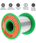Rosin Core Lead Free Solder Wire 0.8mm 200g 0.032in Sn99 Ag0.3 Cu0.7 Alloy spool illustration with product details