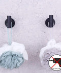 Matte Black Adhesive Towel Hooks Set Of 2 For Bathrooms No Nails Wall Hangers That Hold Towels Tight Stainless Steel Premium