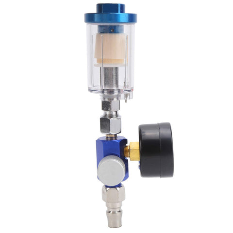 Mini Air Filter Water Separator With Pressure Gauge And Manual Drain One Quarter Inch Line Regulator For Spray Pneumatic Gun