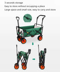 Heavy Duty Portable Garden Cart With Foldable Design Quiet Wheels Adjustable Push Pull Handle Tear Resistant Fabric