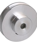 5 Piece Heavy Duty Aluminum V Groove Pulley Pin Hub Single Groove Sheave fits 3Mm to 5Mm Pu Belt, showing smooth aluminum surface.