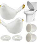 Sleek Ceramic Bird Toilet Bolt Covers Straight Up Upgrade Your Bathroom Vibe With Dope Rust Proof Screw Cap Decor For Bottom Toilet Base And Floor Hardware Accessories, featuring four white bird-shaped caps.