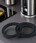 Espresso Machine Brewing Head Sealing Ring Set For Group Head Gasket, Heat Resistant Silicone, Black, 2-Pack on kitchen counter