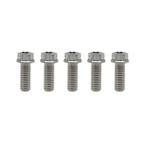 Titanium Motorcycle Bolts Set M6x1.0 Torx Hex Head Titanium Flange Bolts Dual Drive Lightweight Yet Ultra Strong Rustproof Heat Resistant Deformation Resistant Pack Of 5 visible in a row.
