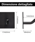 Heavy Duty Self Adhesive Hooks For Wall No Drill Install Peel And Stick Hangers Stainless Steel Strong Load Black 4 Pack dimensions