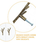 Close-up of gold finish branch shaped handle with screw. Branch Shaped Cabinet Handles Four Piece Set Vintage Retro Metal Drawer Knobs For Wardrobe Kitchen Bathroom Cupboard Easy Install Single Hole Mount Classic Furniture Pulls For Cabinets And Doors.