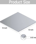 304 stainless steel sheet, top view, 12x12 in, 1/8 in thick with protective film.