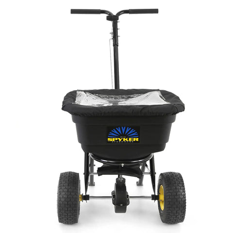 Front view of Spyker P20 5010 50 Pound Capacity Broadcast Spreader For Fertilizer Grass Seed And Ice Melt With Pro Grade Build