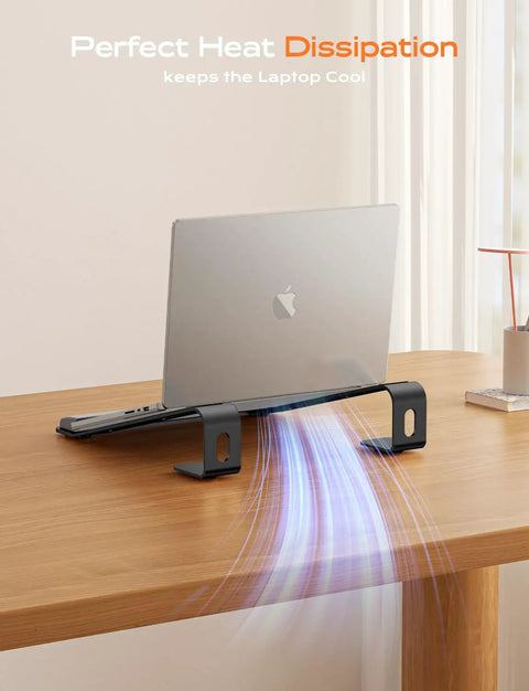 Ergonomic Metal Laptop Stand With Wrist Support And Detachable Riser For A Dope Desk Setup That Elevates Your Screen To Eye Level.