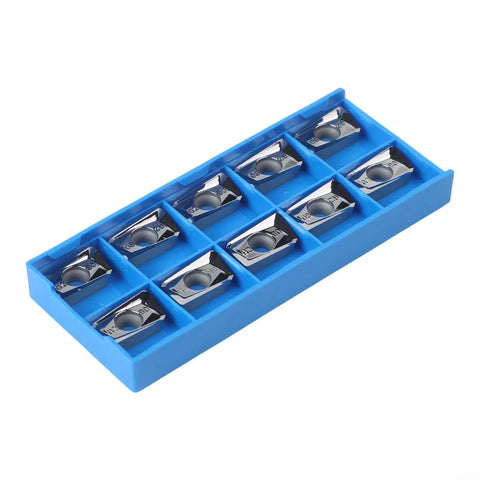 APGT1604PDFR-G2-MA APMT1604 Aluminum Milling Inserts in blue tray, carbide material, for CNC machining, 10-pack, top view