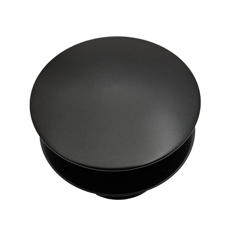 Coarse Thread One And A Half Inch NPSM Mushroom Tip Toe Bathtub Drain Stopper Matte Black With Full Coverage Cap Top View