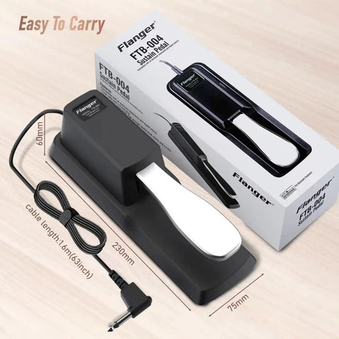 Universal Sustain Pedal For Digital Piano And Keyboard, Chrome Plated Metal Foot Damper with packaging and cable