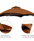 Replacement Gazebo Canopy Top for Lowe's Allen Roth Gazebo 2012 2016 GF12S004B1 Rust Red Two Fabric Options Durable Polyester or RipLock