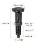 Plug And Play Push Fit Ballnose Spring Plunger With Solid Carbon Steel Build And Kickass Grip For Heavy Duty Industrial Setup That Slips Right Into Place Every Single Time, showing dimensions and thread size.