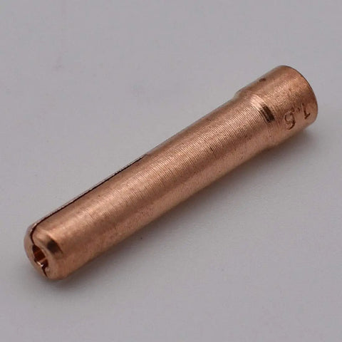 TIG Gas Lens Collet Body Set for WP 9 20 25 Torch, copper collet detail from a ten-piece set for precision tungsten welding